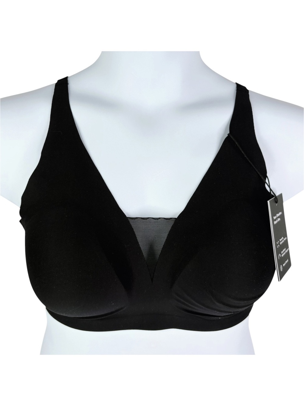 NWT Knix Revolution Shadow Mesh Bra sz XL * Solid Black Wireless Seamless Comfy